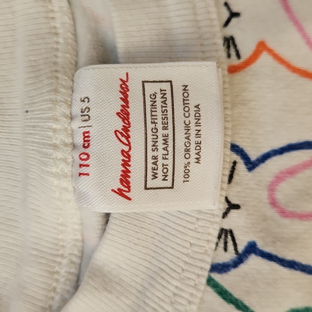 Hanna Andersson Cream Long-Sleeve Tee with Rainbow Bunny Print Size 5 - Picture 3 of 4